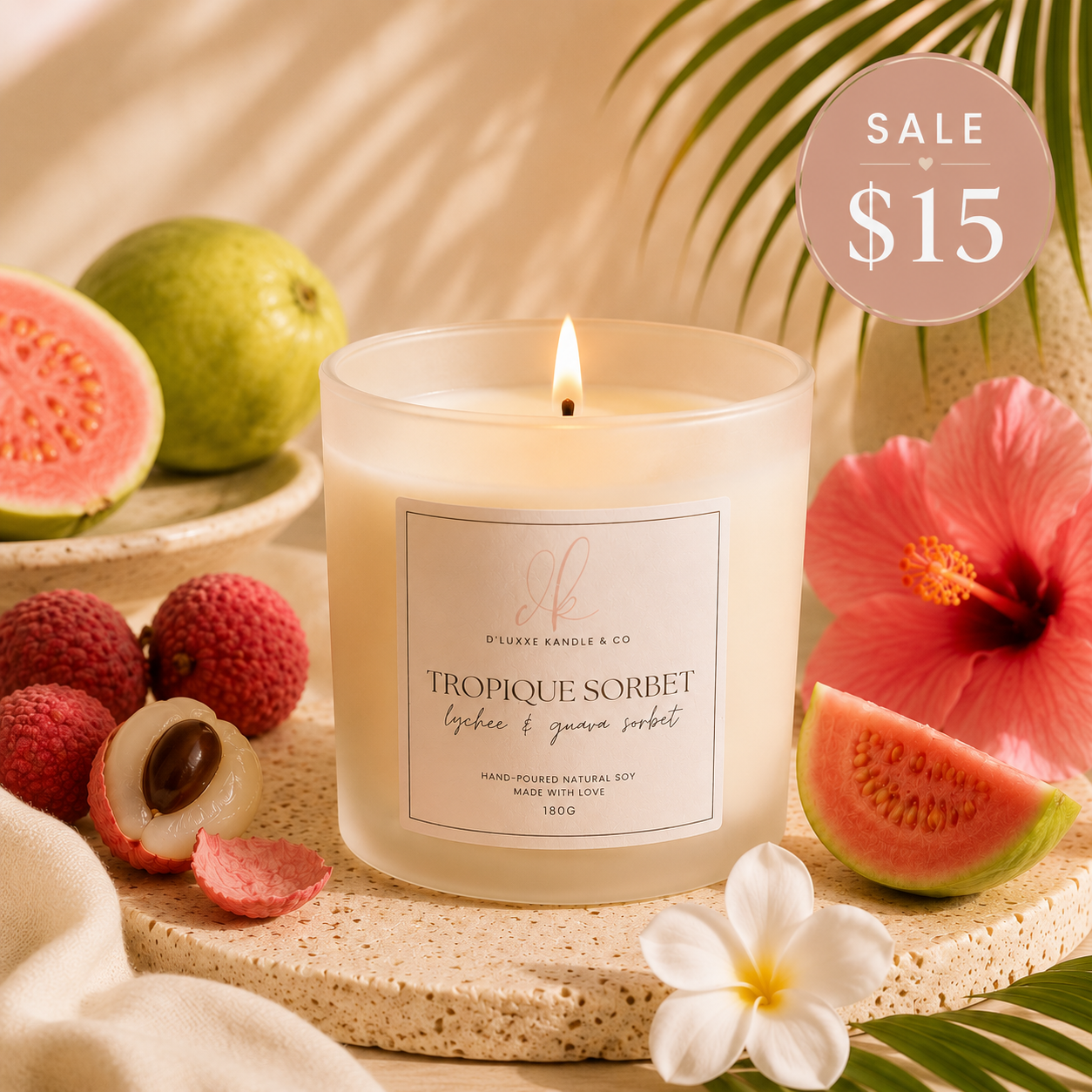 TROPIQUE SORBET – Lychee & Guava Sorbet Candle (Candle Warmer Only)