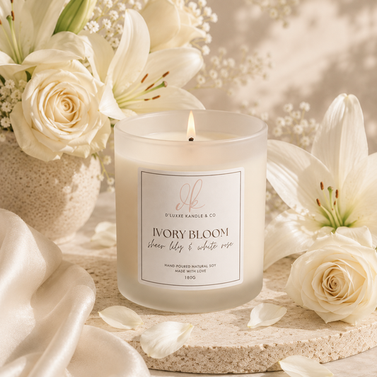 IVORY BLOOM – Sheer Lily & White Rose Candle