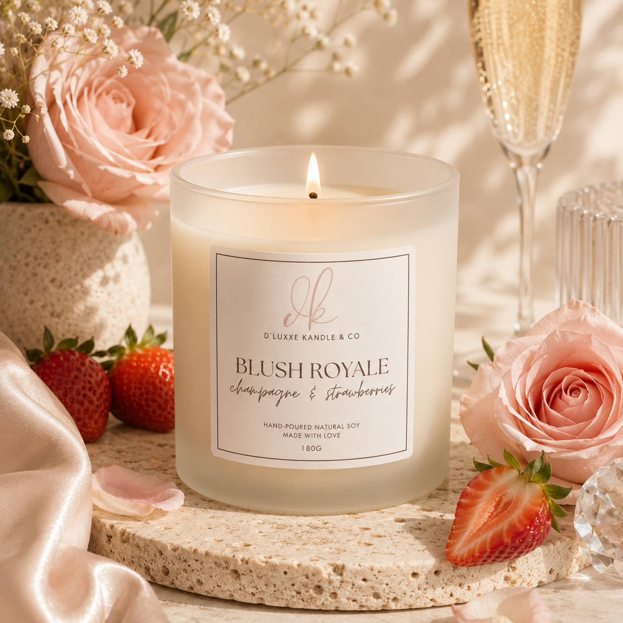 BLUSH ROYALE – Champagne & Strawberries Candle
