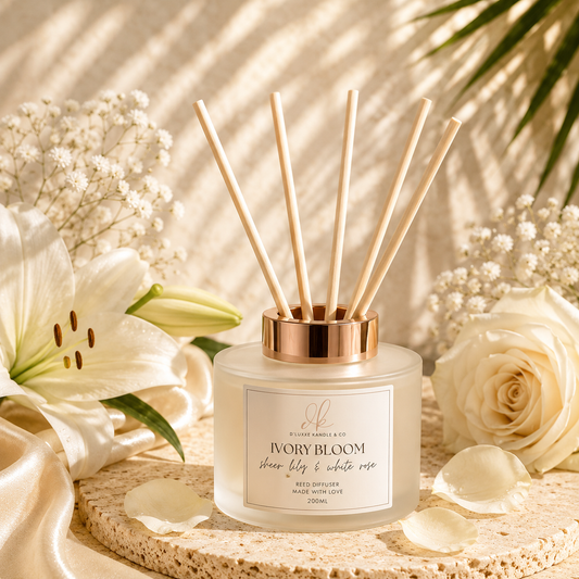 IVORY BLOOM – Sheer Lily & White Rose Reed Diffuser