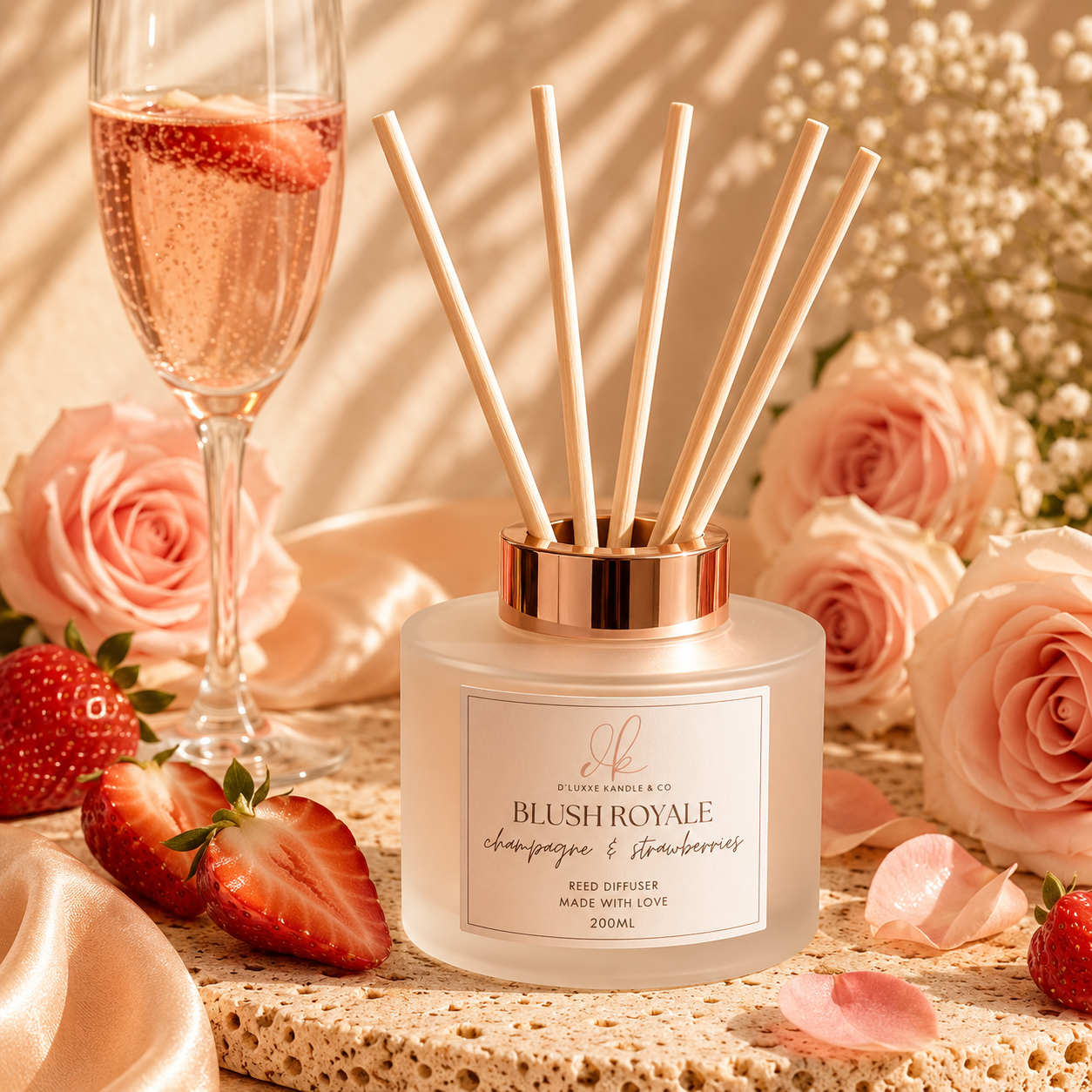 BLUSH ROYALE – Champagne & Strawberries Reed Diffuser
