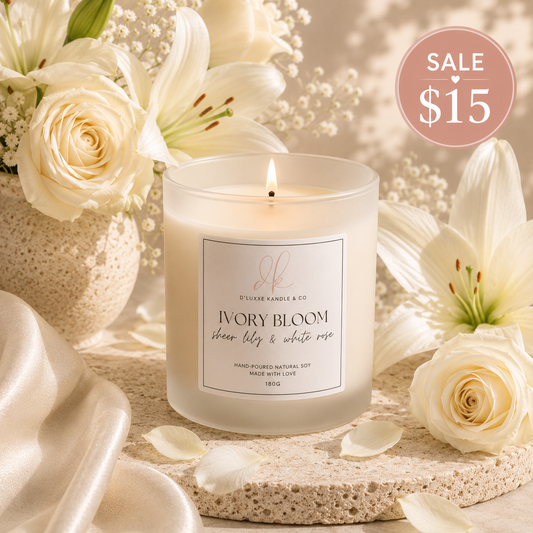 IVORY BLOOM – Sheer Lily & White Rose Candle (Candle Warmer Only)